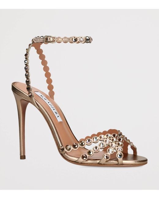 Aquazzura Metallic Leather Tequila Sandals 105