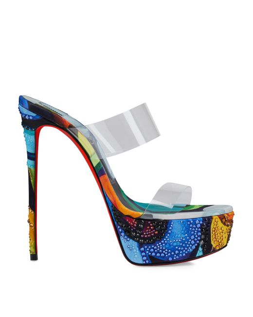 Christian Louboutin Blue Just Nothing Floral Silk Sandals 150