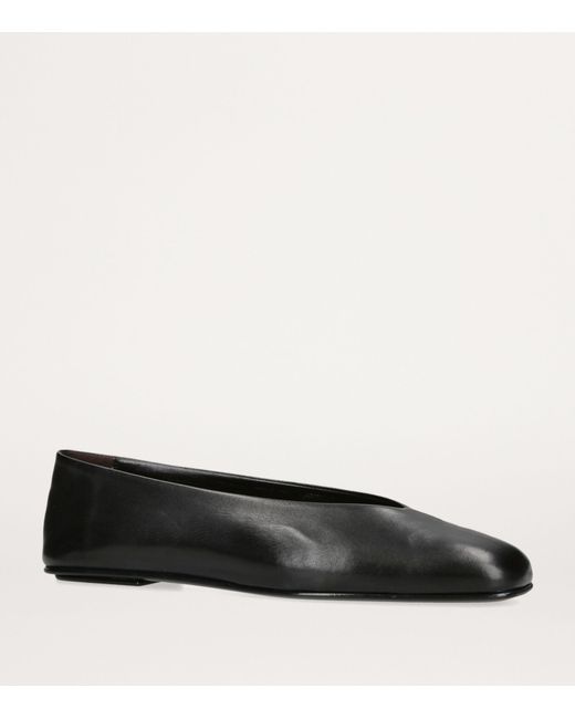 The Row Black Nappa Leather Eva Two Ballet Flats