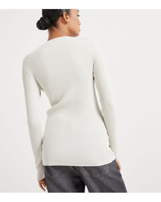 Brunello Cucinelli Gray Cashmere-Blend Sparkle Sweater