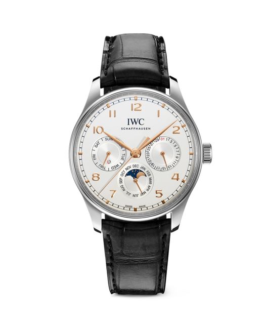 Iwc Gray Stainless Steel Portugieser Perpetual Calendar Watch for men