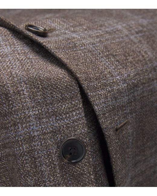 Corneliani Gray Virgin Wool Check Blazer for men