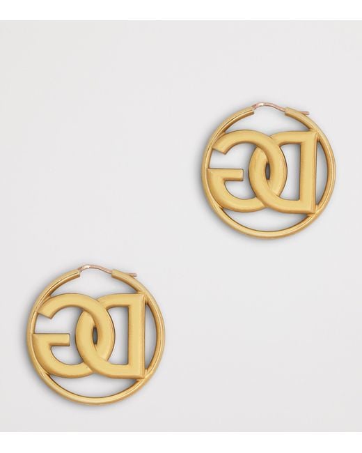 Dolce & Gabbana Metallic Logo Hoop Earrings