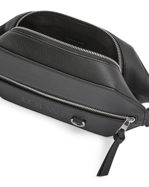 Loewe Black Leather Convertible Belt Bag for men