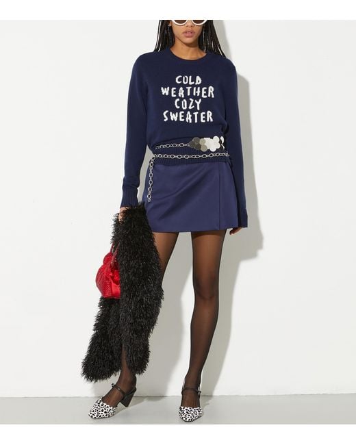 MAX&Co. Blue Wool-Cashmere Embroidered Sweater