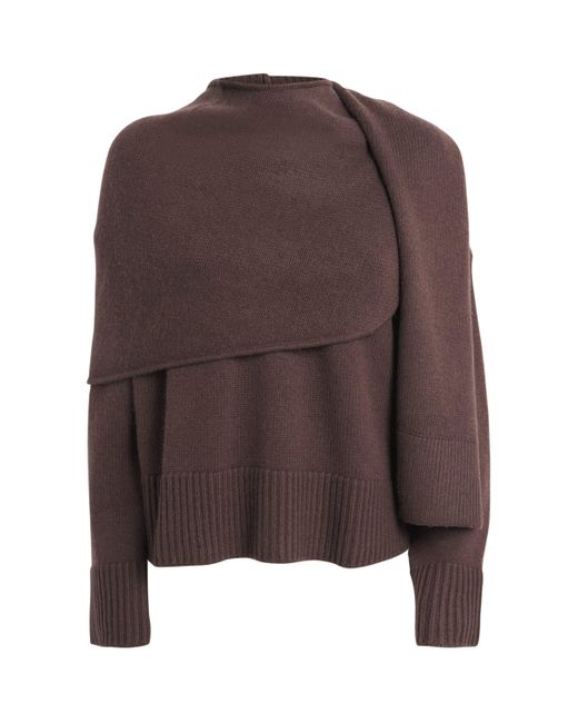 Jonathan Simkhai Women's Brown Wool-Cashmere Elson Scarf Sweater