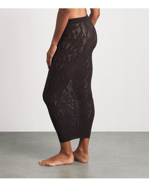 Wolford Gray Infinite Rose Net Skirt