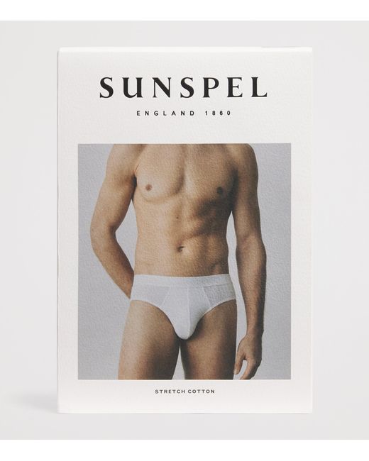 Sunspel Blue Stretch-Cotton Briefs for men