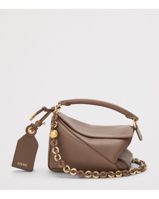 Loewe Brown Mini Leather Puzzle Top-Handle Bag