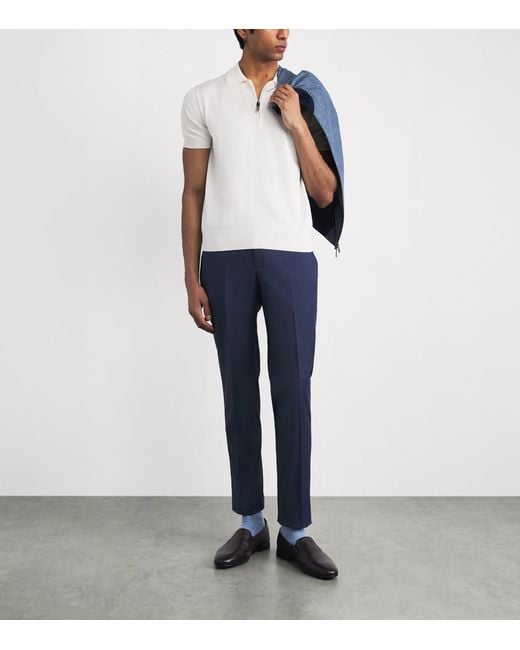 Pal Zileri Blue Wool-Blend Slim Trousers for men