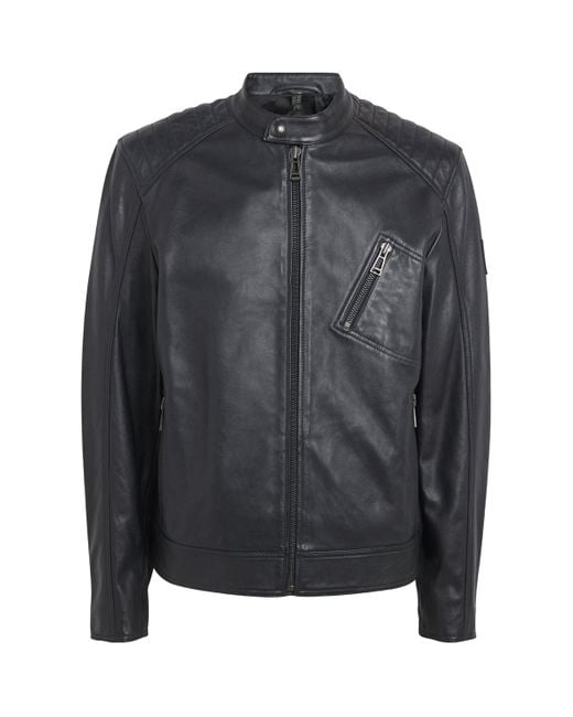 Belstaff Gray Cheviot Sheepskin V Racer Jacket for men