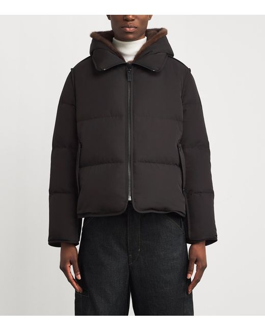 Yves Salomon Black Down-Mink Technical Puffer Jacket