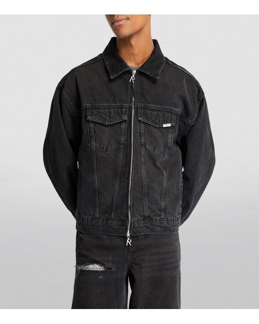 Represent Black Cotton Trucker Jacket for men