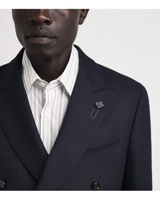 Lardini Blue Wool Double-Breasted Blazer for men