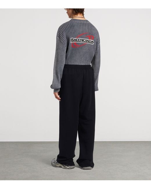Balenciaga Black Cotton Wet Brush Baggy Sweatpants for men
