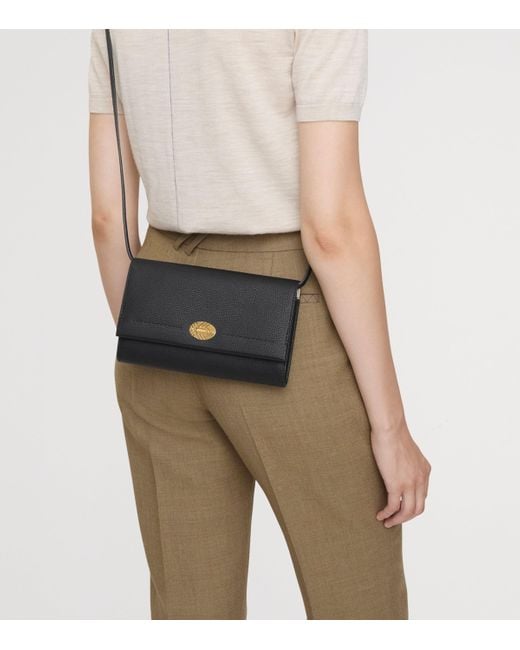 Burberry Black Leather Cotswolds Strap Wallet