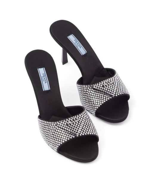 Prada Crystal Embellished Mules 75 in Metallic Lyst UK
