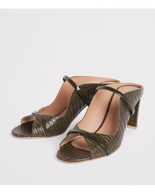 Malone Souliers Brown Croc-Embossed Leather Norah Heeled Sandals 70