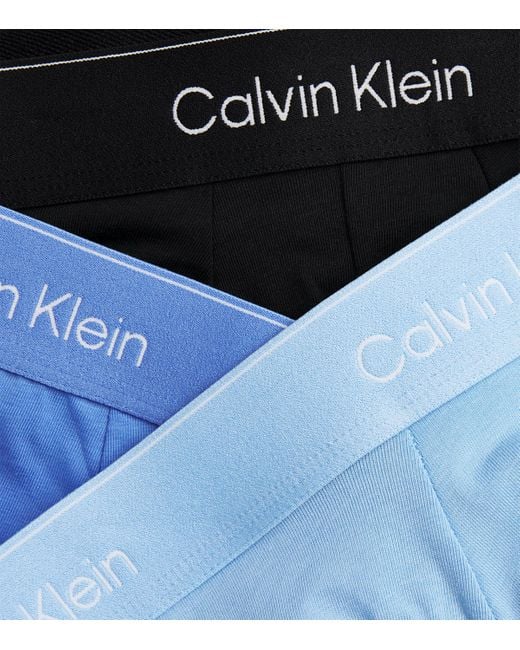 Calvin Klein Blue Cotton Stretch Icon Hip Briefs for men