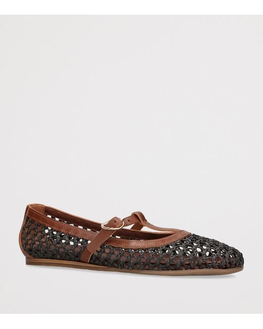 Ancient Greek Sandals Brown Leather-Raffia Aerati Ballet Flats