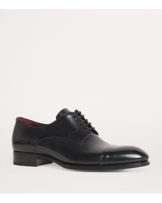 Brioni Black Leather Derby Shoes for men