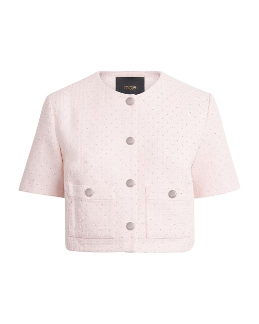 Maje Pink Tweed Cropped Jacket