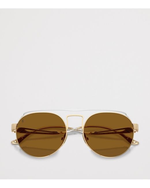 Ferrari Brown Titanium Oval Sunglasses