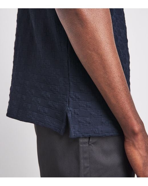 Sandro Blue Cotton Jacquard Polo Shirt for men