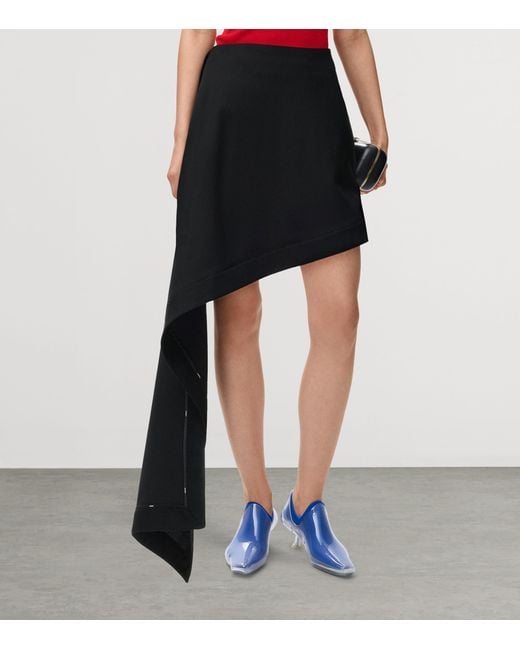 Loewe Black Wool Draped Mini Skirt
