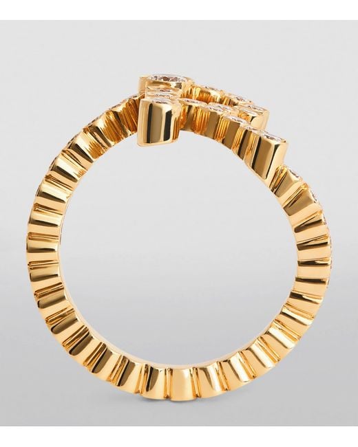 Sophie Bille Brahe Metallic And Diamond Ensemble 'R' Ring