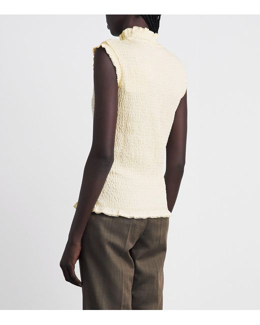 Sandro Natural Smocked Flower Tank Top