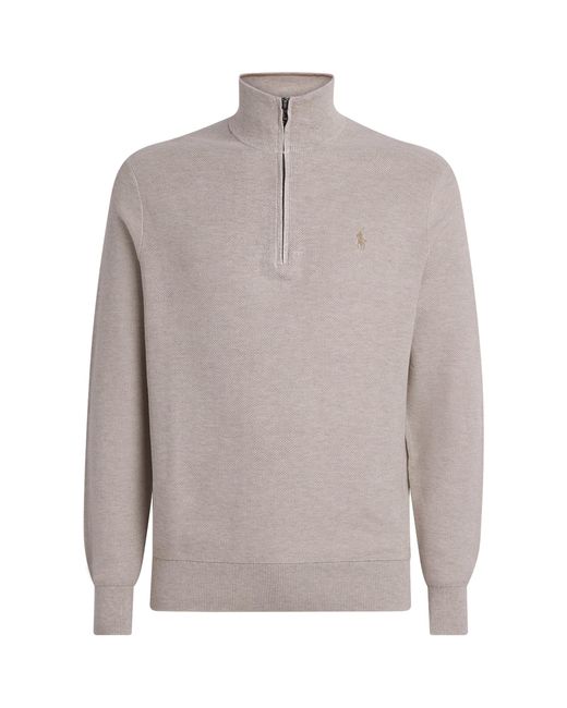 Polo Ralph Lauren Gray Cotton Half-Zip Sweater for men