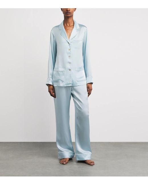 Olivia Von Halle Blue Silk Coco Pyjama Set
