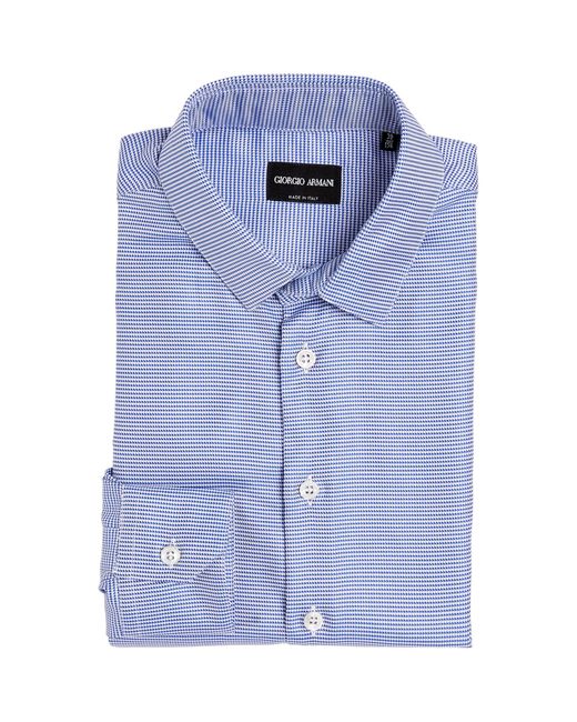 Giorgio Armani Blue Cotton Striped Shirt for men