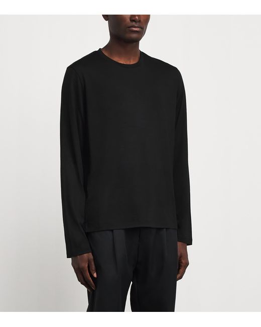 Herno Black Wool Logo Long-Sleeve T-Shirt for men