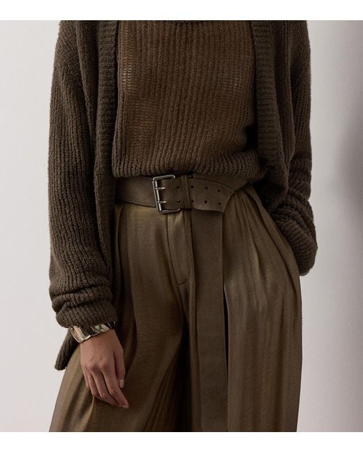 Ralph Lauren Brown Suede Double-Prong Buckle Belt