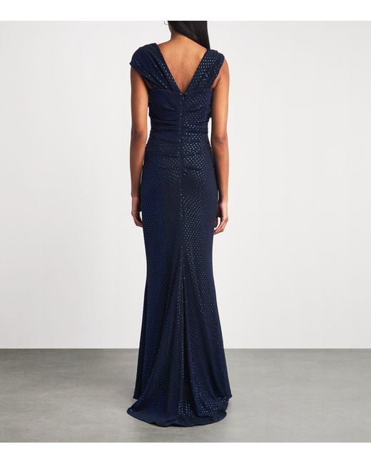 Talbot Runhof Blue Sequin Sleeveless Gown