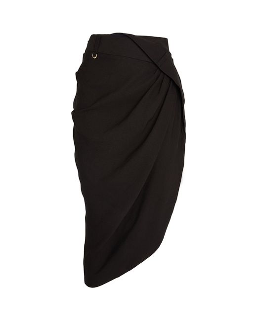 Jacquemus Black Ruched Saudade Midi Skirt