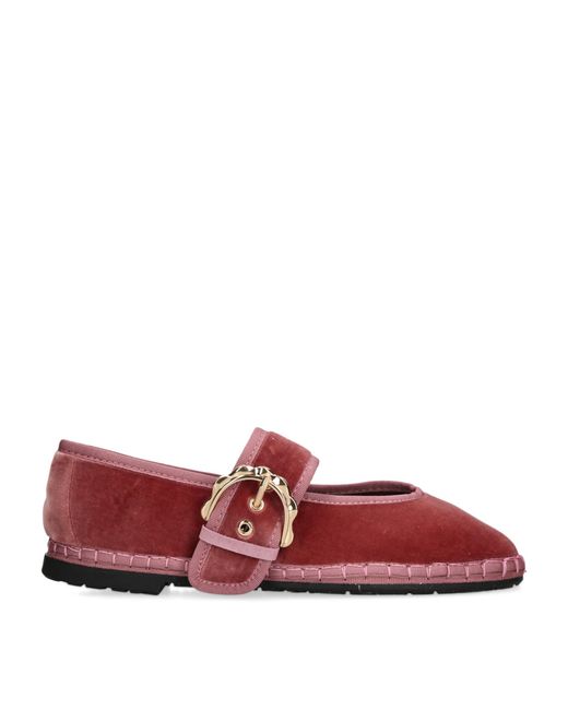 Flabelus Red Velvet Sophie Mary Jane Flats