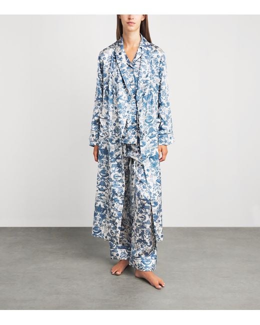 Harrods Blue Silk Menagerie Night Robe