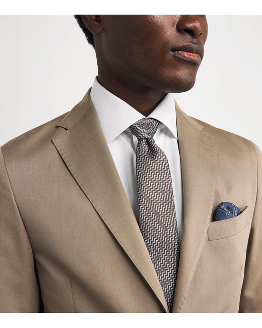 Giorgio Armani Gray Silk Geometric Printed Tie for men