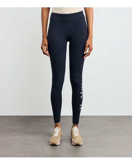 Max Mara Blue Logo Leggings