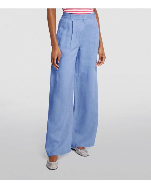 MAX&Co. Blue Linen Wide-leg Trousers