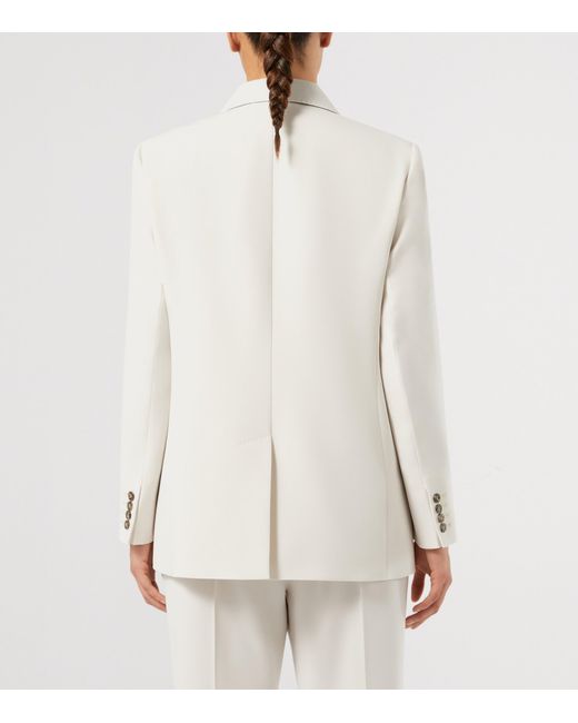 Marina Rinaldi White Fox Double-Breasted Blazer