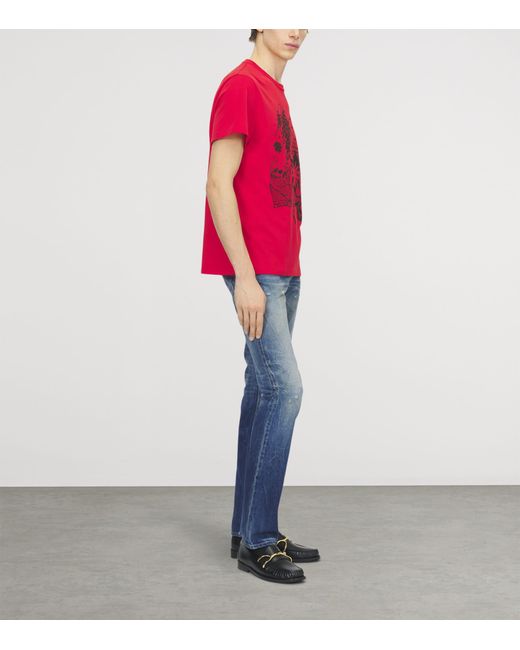 McQueen Red Cotton Fanzine Print T-Shirt for men