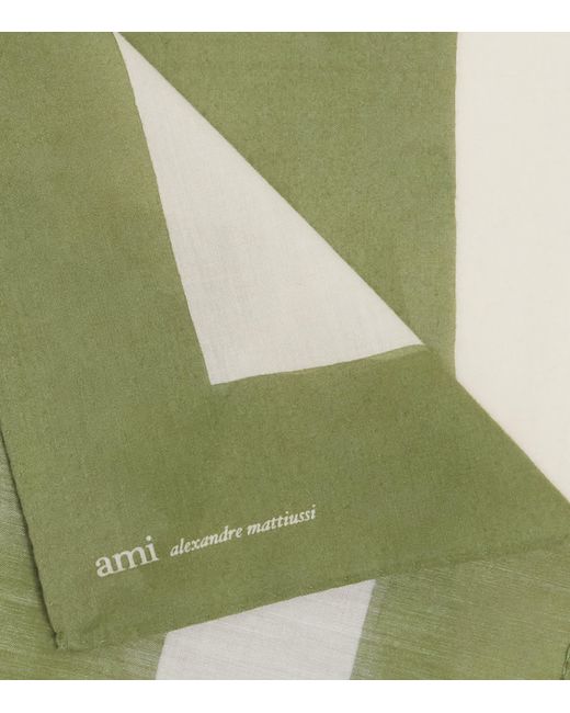 AMI Green Cotton Ami De Coeur Scarf for men