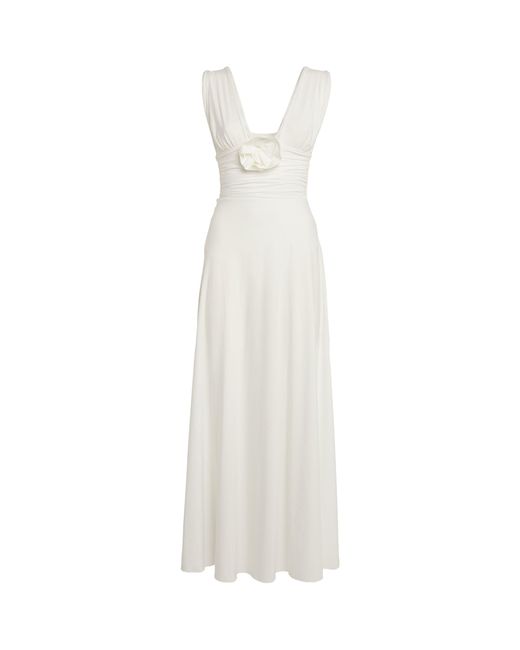 Maygel Coronel White Floral-applique Orinoco Maxi Dress