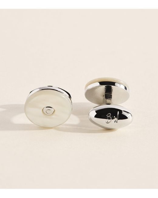 Babette Wasserman Natural Rhodium-Plated Tiger's Eye Tourbillon Cufflinks for men