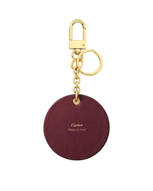 Cartier Metallic Leather Diabolo De Medallion Keyring