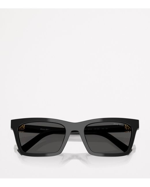 Miu Miu Black Acetate Rectangular Sunglasses